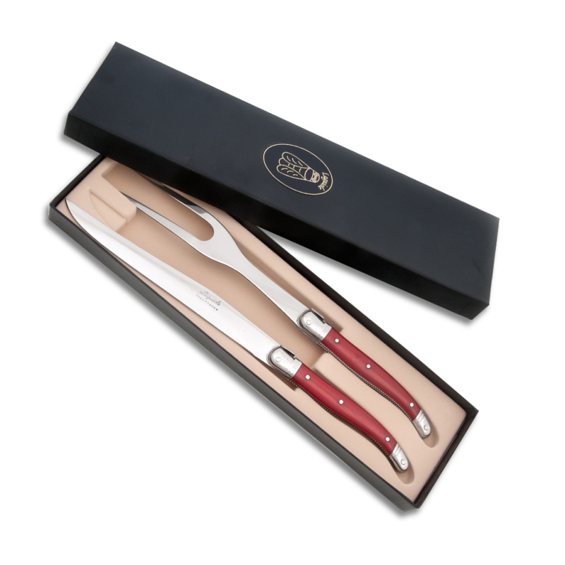 Coffret cadeau Service à découper LAGUIOLE manche bois d'olivier (7014-1) - France