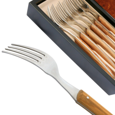 Set 6 Thiers forks - Olive wood handle - Image 486