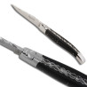 Ebony Wood Laguiole knife, spring and plates fileworked