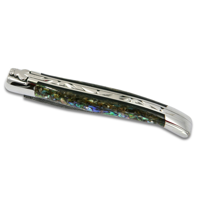 laguiole knife abalone handle with Damascus blade