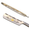 Historic Straight Razor 6/8 Bone handled - Forged decorated on the back of the blade