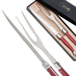 Carving Set Laguiole pearlized red color