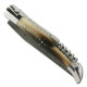 Couteau Laguiole manche en pointe de corne blonde et lame en acier damas avec tire bouchon - Image 915