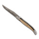 Couteau Laguiole avec manche bi-matière ébène et buis, lame en acier Damas ouvert - Image 919